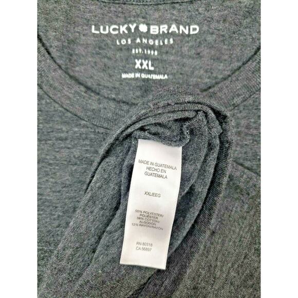 Lucky Brand Shirt Adult Mens Top Size 2XL Grey Short Sleeve Graphic Tee XXL - Picture 5 of 6